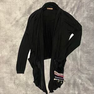 Sllsky knit crochet embellished cardigan